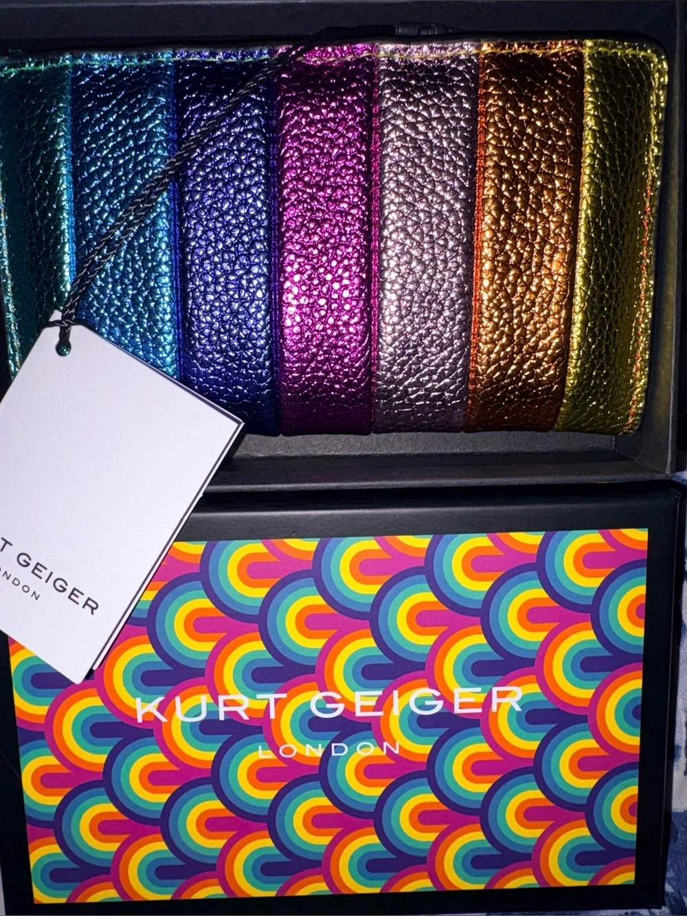 Kurt Geiger Metallic Rainbow Stripe Cardholder